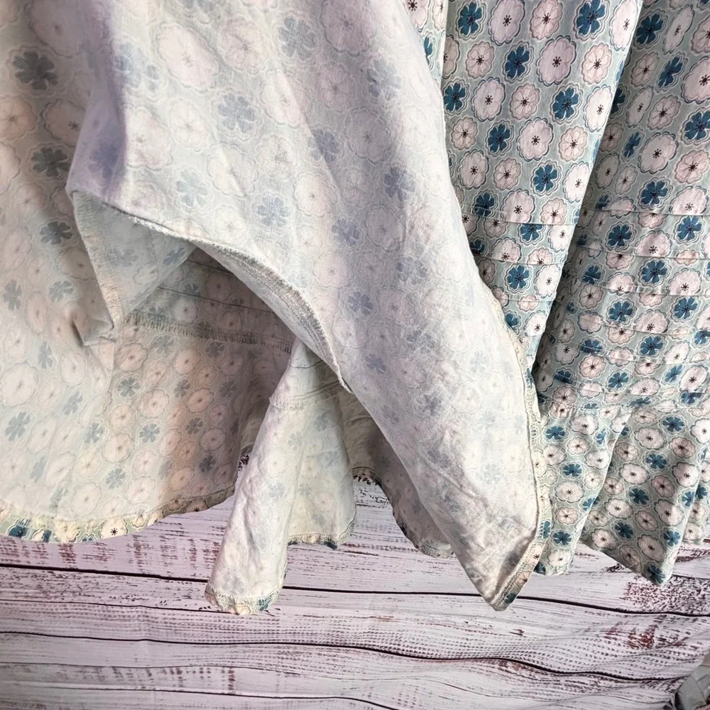 Handmade‎ Vintage Floral Sleeveless Dress Kids 10 Blue Pink Cottagecore Retro